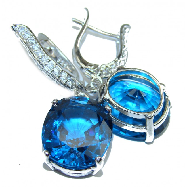 Rare Perception London Blue Topaz .925 Sterling Silver handcrafted earrings