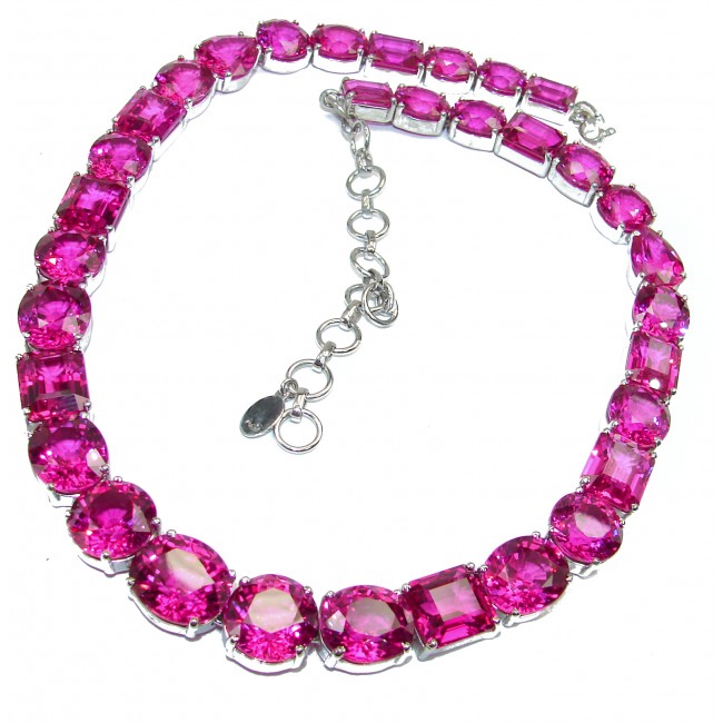 Electric Pink Charm Kunznite .925 Sterling Silver handcrafted necklace