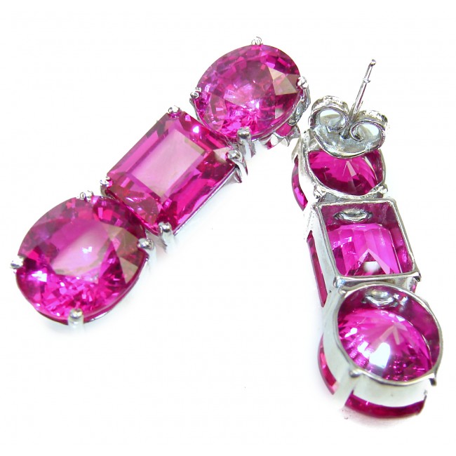 Princess Charm Pink Kunzite .925 Sterling Silver handcrafted earrings