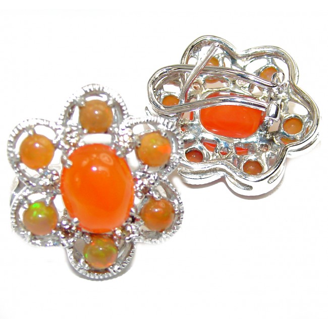 Sublime Orange Carnelian Ethiopian Opal .925 Sterling Silver handmade earrings