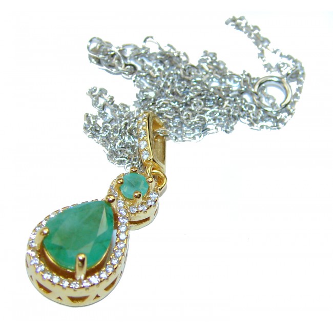Magnificent authentic Emerald .925 Sterling Silver handcrafted necklace
