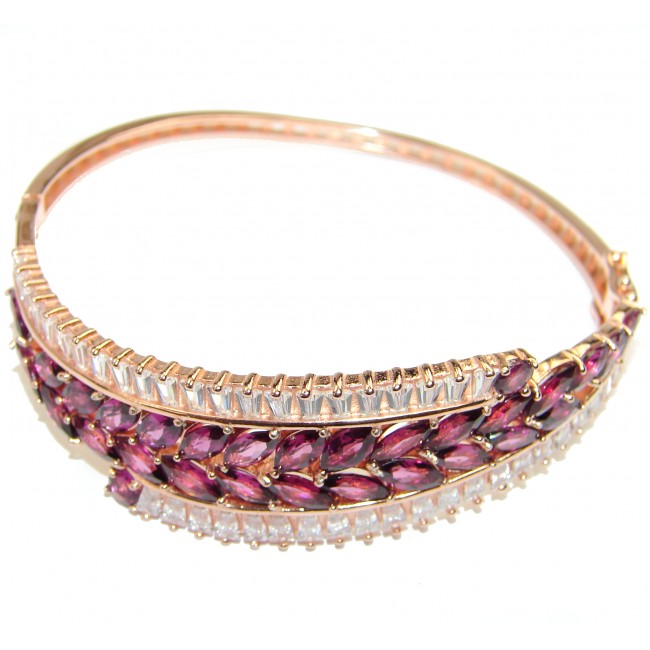 Precious Rich Pink Raspberry Garnet 14K Gold over .925 Sterling Silver Bracelet