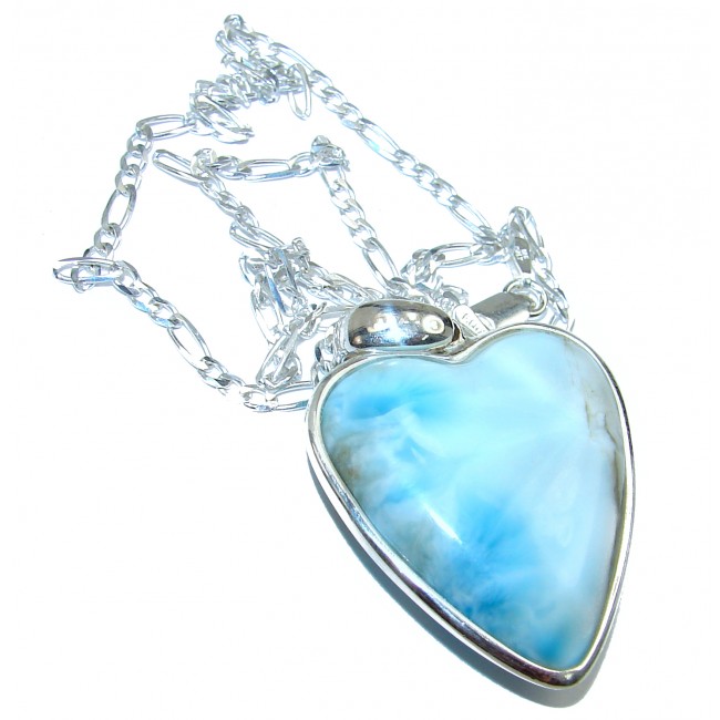 Angel's Heart amazing quality Larimar .925 Sterling Silver handmade necklace