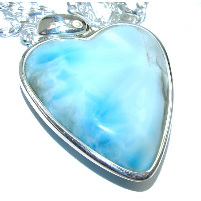 Angel's Heart amazing quality Larimar .925 Sterling Silver handmade necklace