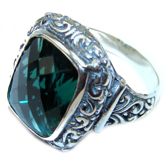 Electric Green Topaz .925 Sterling Silver handmade Ring size 8