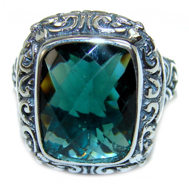 Electric Green Topaz .925 Sterling Silver handmade Ring size 8