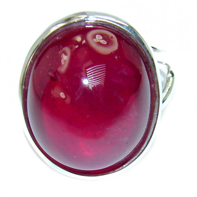 Great quality unique Ruby 18K white Gold over .925 Sterling Silver handcrafted Ring size 8 1/4