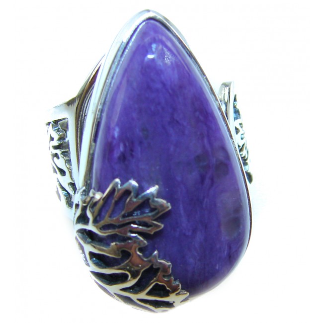 Natural Siberian Charoite .925 Sterling Silver handcrafted ring size 9