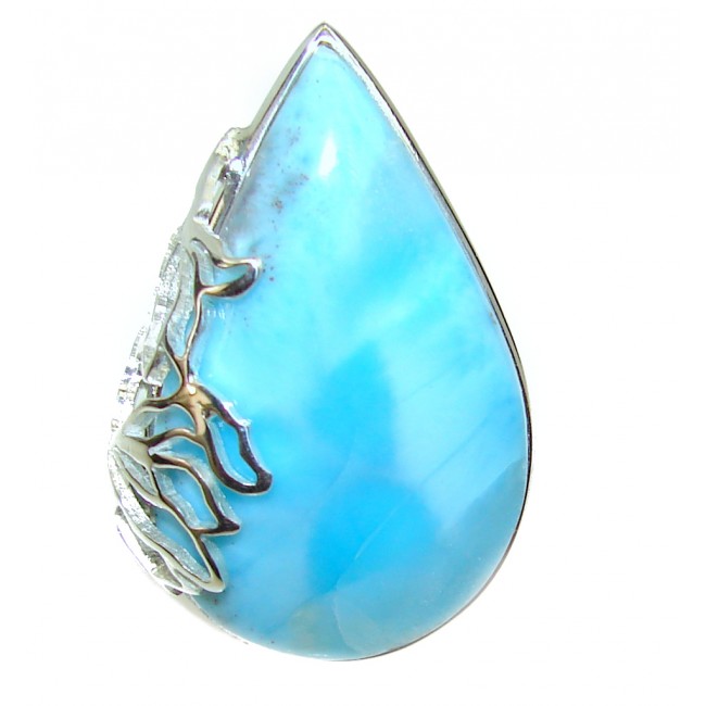 26.6 carat Larimar .925 Sterling Silver handcrafted Ring s. 7 1/4