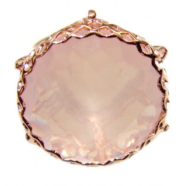 Large 26.2 carat Rose Quartz 18K Gold over .925 Sterling Silver brilliantly handcrafted ring s. 9