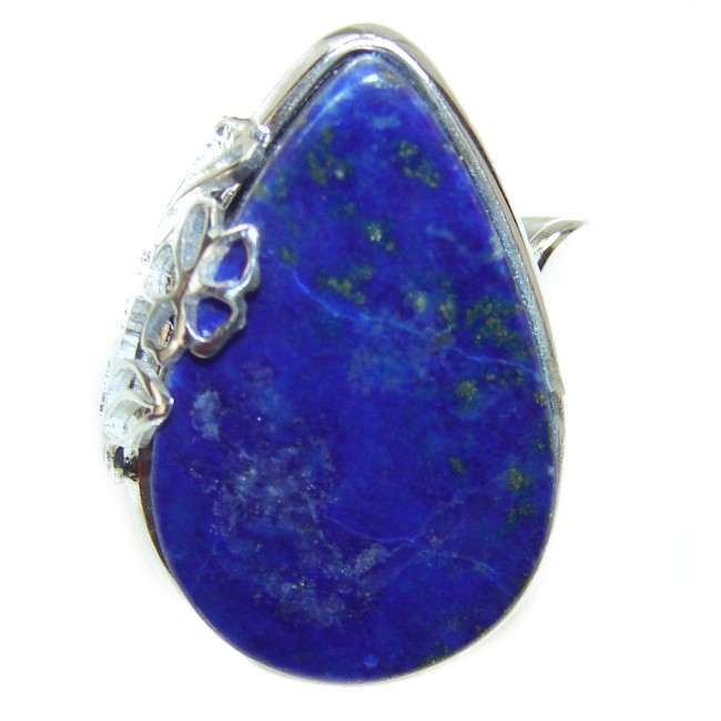 Natural Lapis Lazuli .925 Sterling Silver handcrafted ring size 7 adjustable