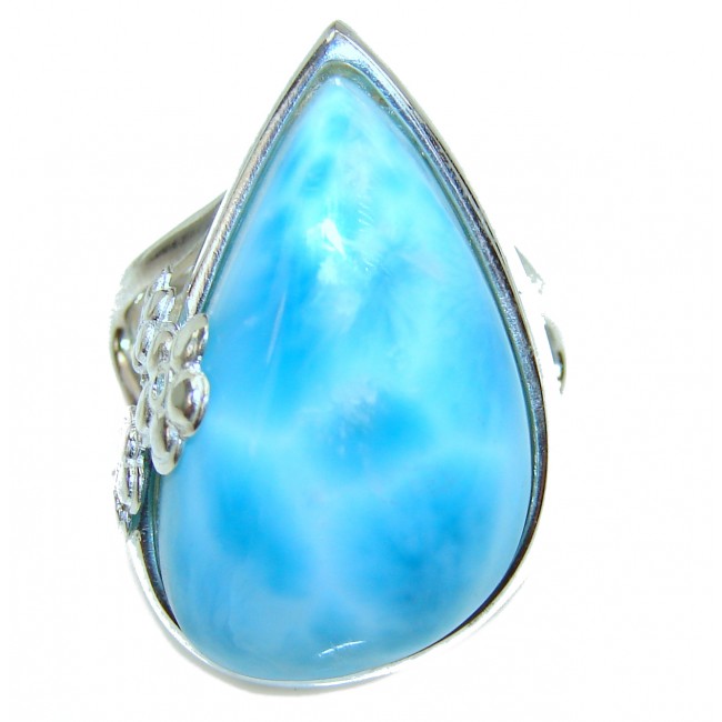 19.5 carat Larimar .925 Sterling Silver handcrafted Ring s. 8 1/2