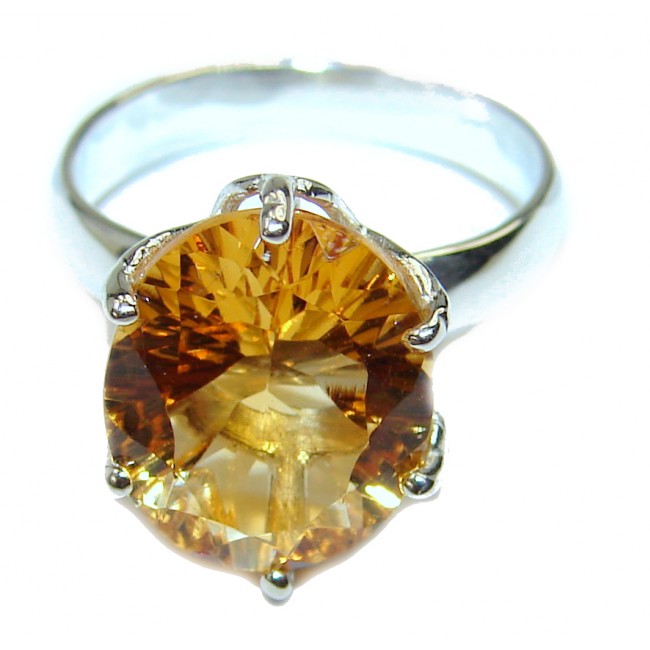 Luxurious Style 9.6 carat Natural Citrine .925 Sterling Silver handmadeCocktail Ring s. 4 1/2