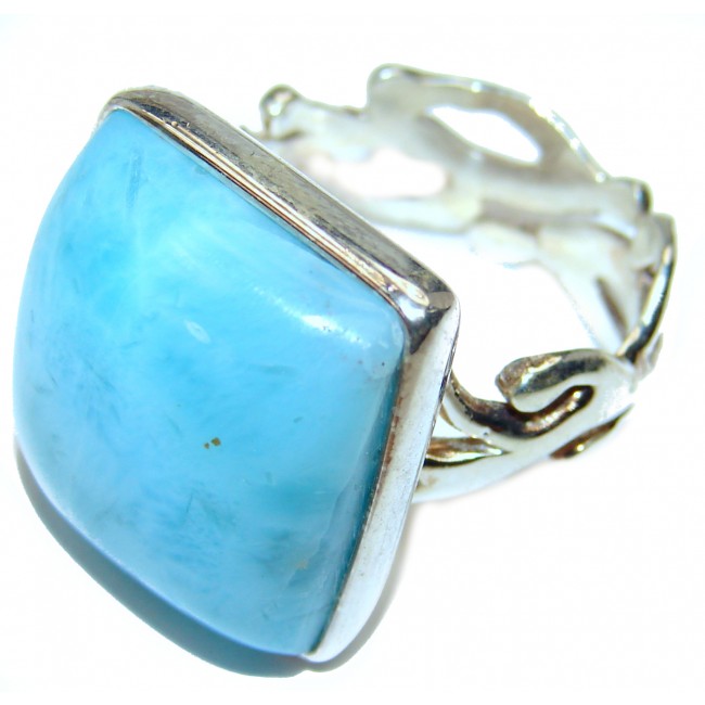 12.5 carat Larimar .925 Sterling Silver handcrafted Ring s. 8 1/2