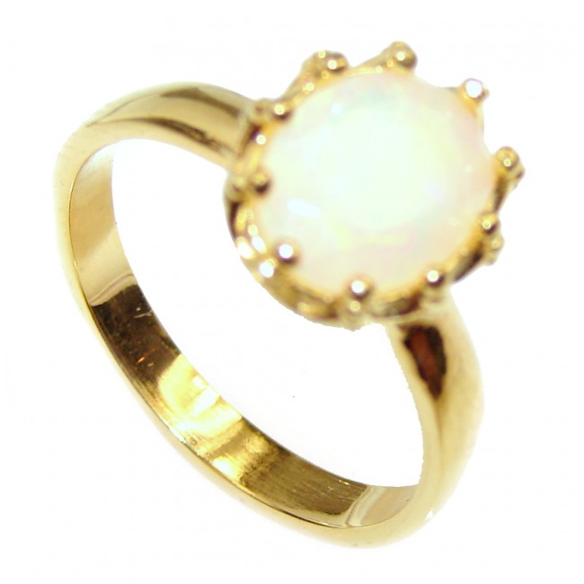 Precious 4.5 carat Ethiopian Opal 18K Gold over .925 Sterling Silver handcrafted ring size 7