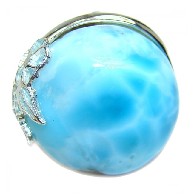 22.5 carat Larimar .925 Sterling Silver handcrafted Ring s. 8