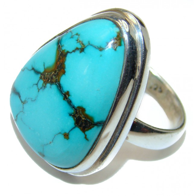 Authentic Turquoise .925 Sterling Silver ring; s. 8 1/4