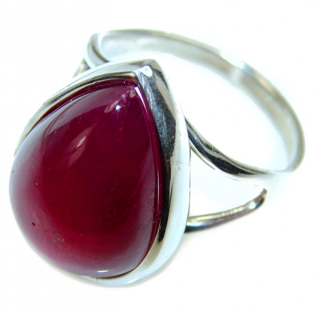 Great quality unique Ruby 18K white Gold over .925 Sterling Silver handcrafted Ring size 9
