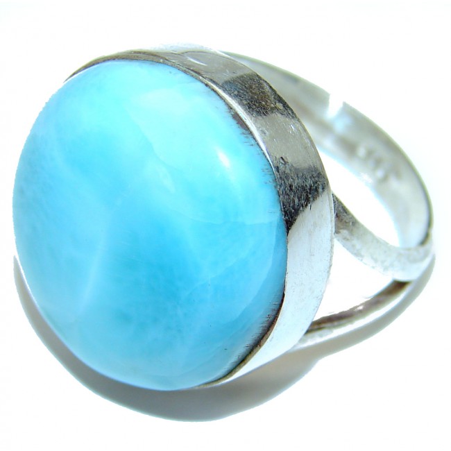 15.5 carat Larimar .925 Sterling Silver handcrafted Ring s. 8