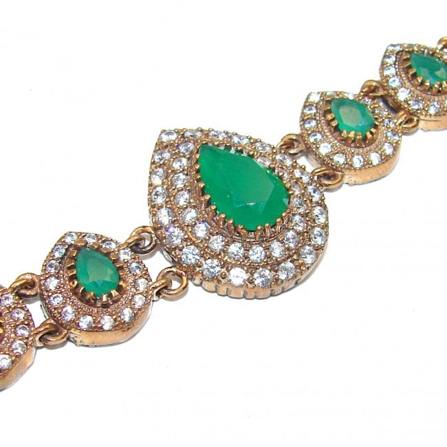 Authentic Emerald .925 Sterling Silver handmade Large Bracelet