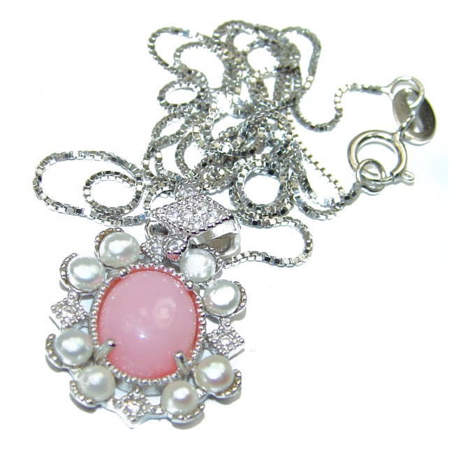 Pink Opal Topaz 18K Gold over .925 Sterling Silver handmade Necklace