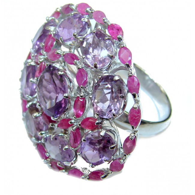 Purple Beauty 35.5 carat authentic Amethyst Ruby .925 Sterling Silver Ring size 9