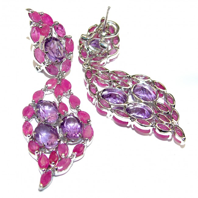 Exclusive Amethyst Ruby .925 Sterling Silver handcrafted Earrings