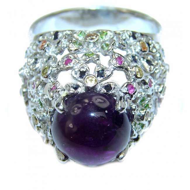 Purple Beauty 15.5 carat authentic Amethyst .925 Sterling Silver Ring size 8 1/4