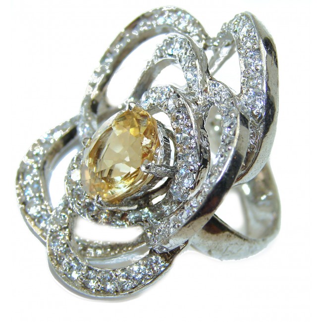 Vintage Style Citrine .925 Sterling Silver handmade Ring s. 7 1/2