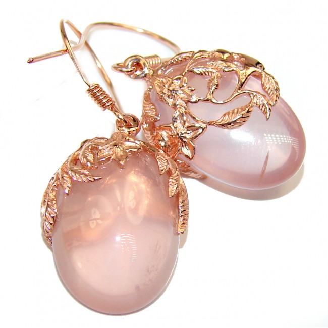 Juicy Authentic Rose Quartz 18K Gold over .925 Sterling Silver handcrafted earrings