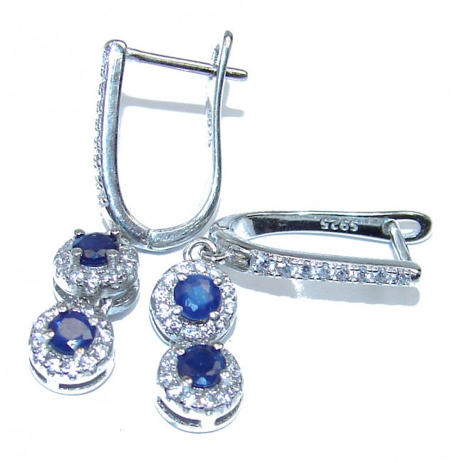 Spectacular authentic Sapphire .925 Sterling Silver handcrafted earrings