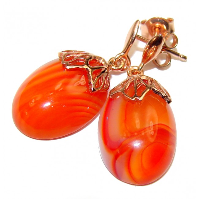 Sublime Orange Carnelian 14K Rose Gold over .925 Sterling Silver handmade earrings