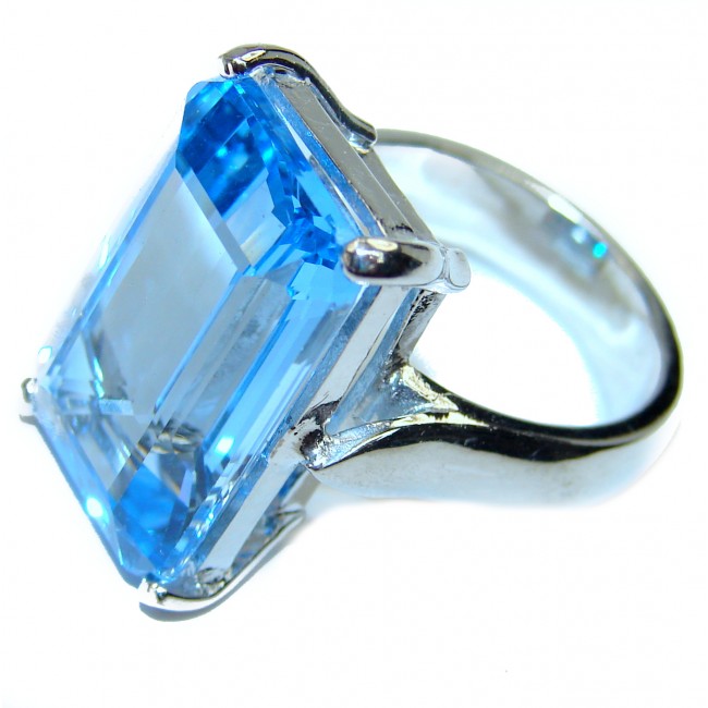 Truly Spectacular Swiss Blue Topaz .925 Sterling Silver handmade Ring size 7 1/4