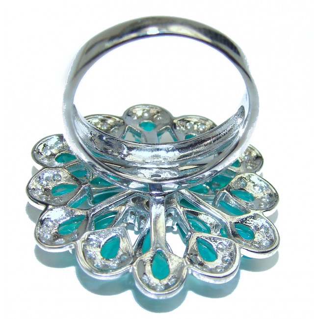Excellent quality Emerald .925 Sterling Silver handcrafted statement Ring size 9