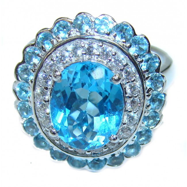Swiss Blue Topaz .925 Sterling Silver handmade Ring size 7 1/4