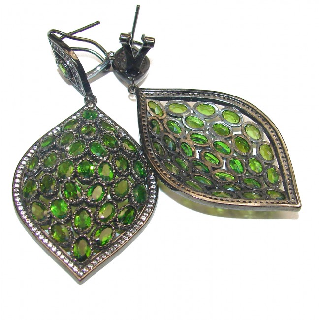 My Passion Authentic Chrome Diopside Black rhodium over .925 Sterling Silver handcrafted earrings