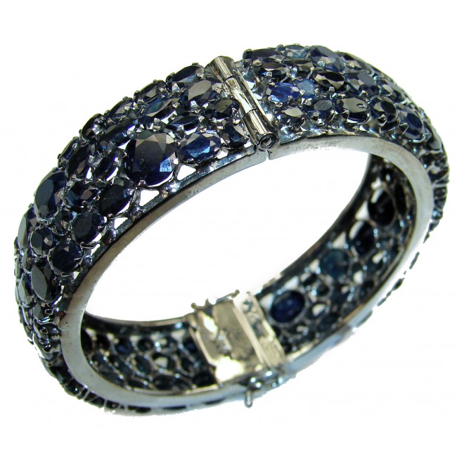 Sapphire black rhodium over .925 Sterling Silver handcrafted Bracelet