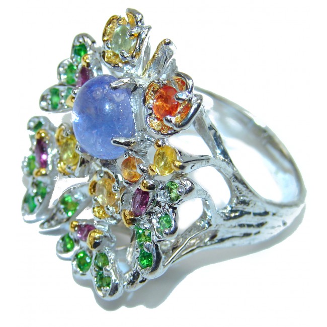 Enchanted Garden Authentic Tanzanite .925 Sterling Silver Ring size 8 3/4