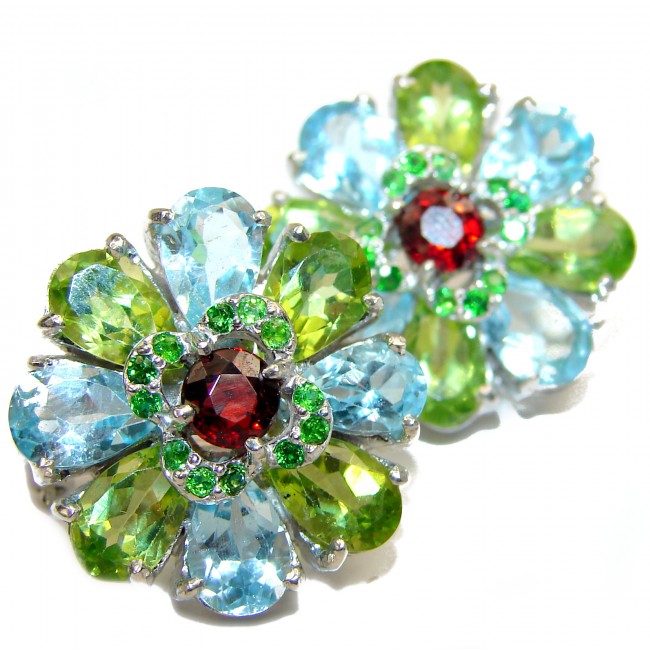 Classic Authentic Multi Gem .925 Sterling Silver handmade earrings