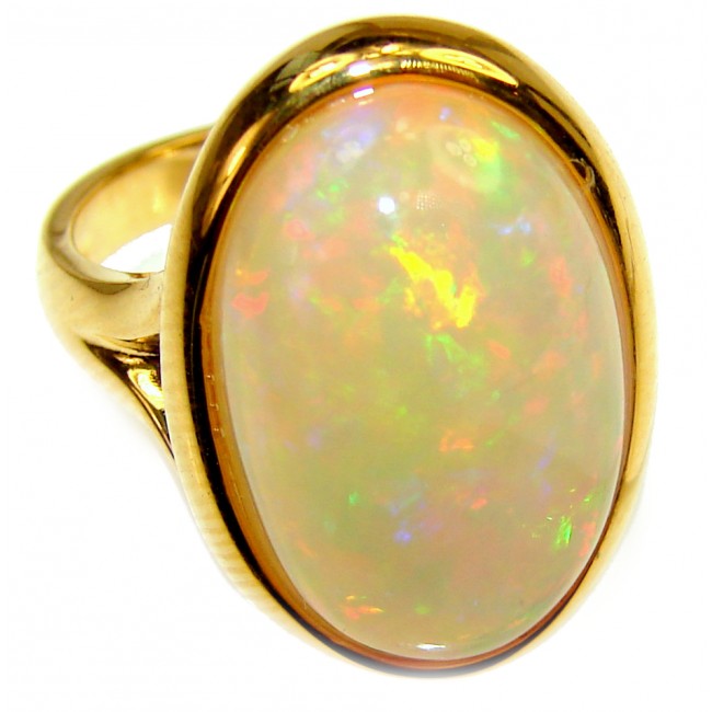 EVOLUTIONARY BEAUTY Genuine 18.5 carat Ethiopian Opal 18K Gold over.925 Sterling Silver handmade Ring size 5