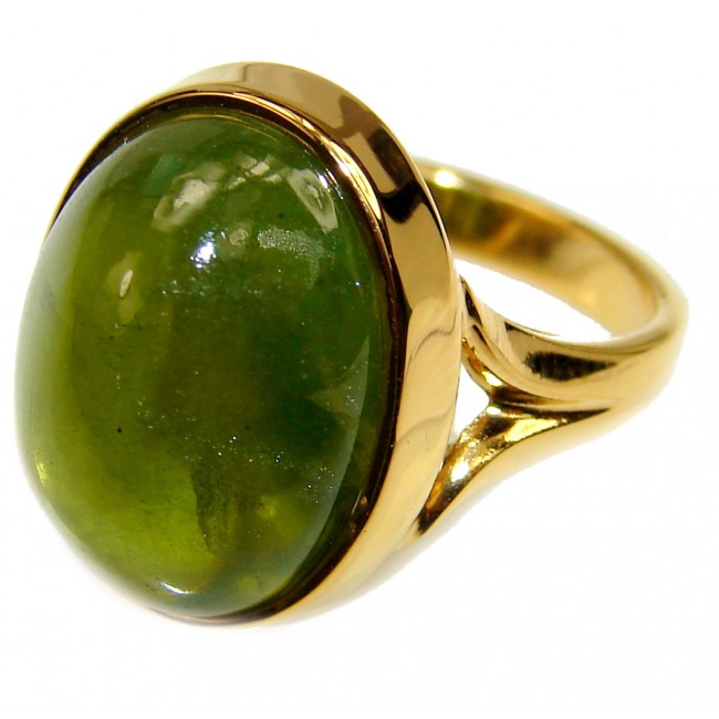 Authentic 16.5ctw Green Tourmaline 18K Yellow gold over .925 Sterling Silver brilliantly handcrafted ring s. 6