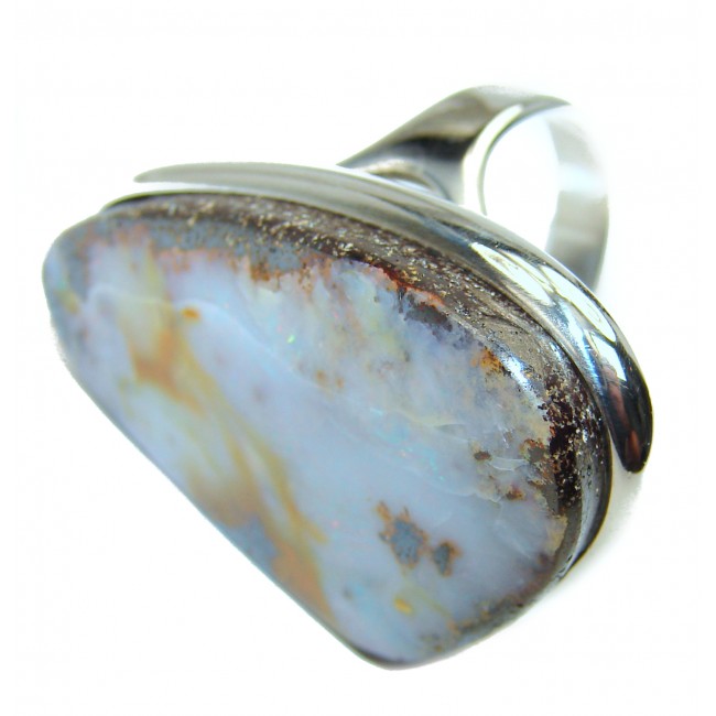 Australian Boulder Opal .925 Sterling Silver handcrafted ring size 7 1/2