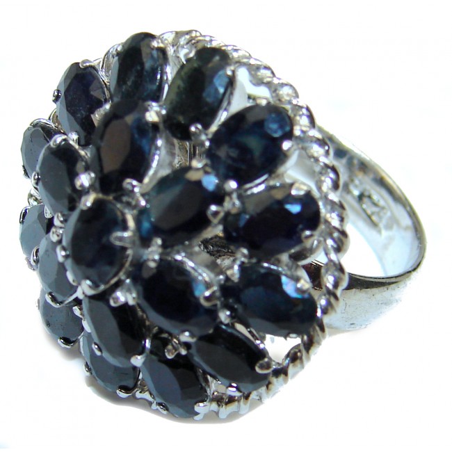 Incredible 14.85 carat authentic Sapphire .925 Sterling Silver handmade large Ring size 7