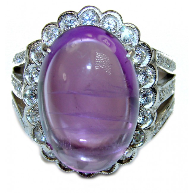 Purple Beauty 25.5 carat authentic HUGE Amethyst .925 Sterling Silver Ring size 13