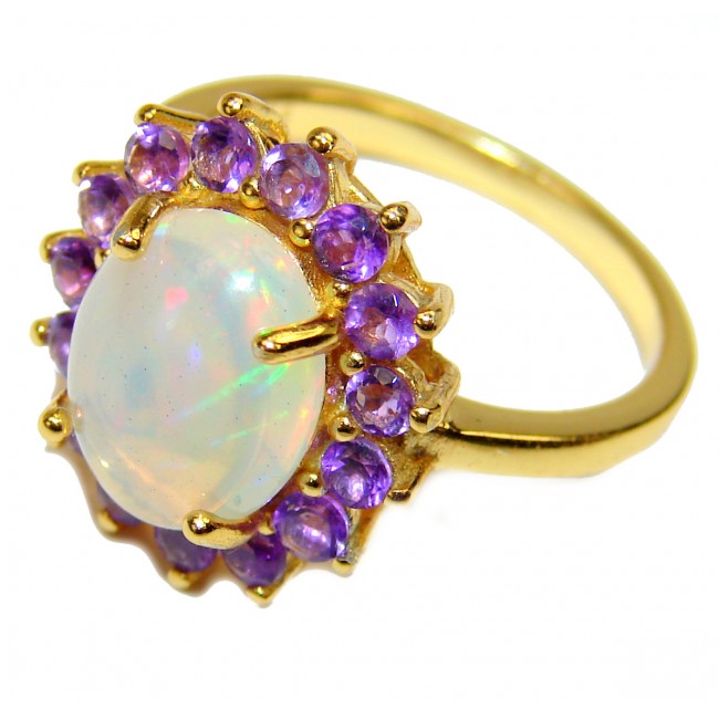 6.5 carat Ethiopian Opal .925 Sterling Silver handcrafted ring size 7 1/2