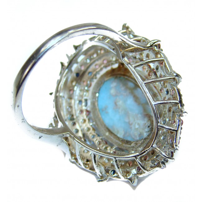 Natural Larimar Sapphire .925 Sterling Silver handcrafted Ring s. 8