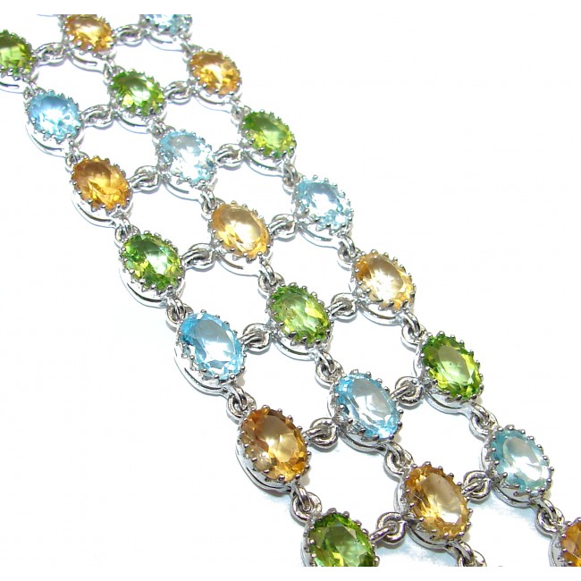 Chunky Flawless Peridot Citrine .925 Sterling Silver handcrafted Bracelet
