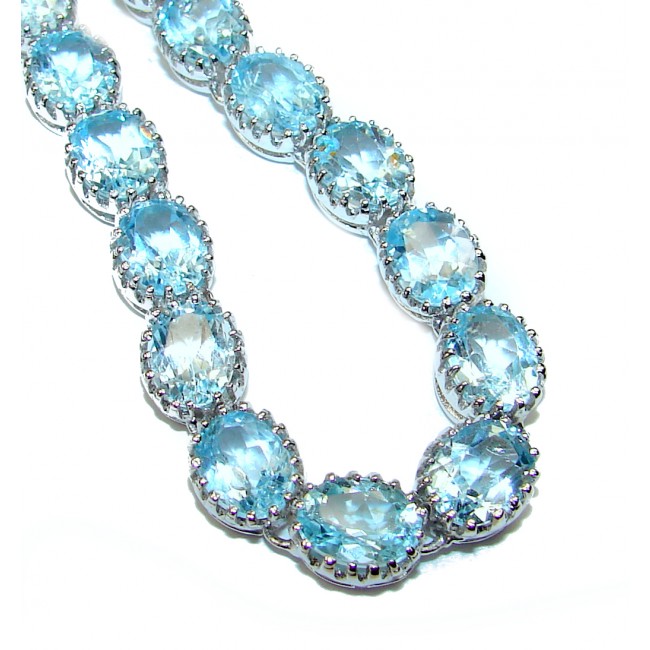 Natural Swiss Blue Topaz .925 Sterling Silver handmade Necklace