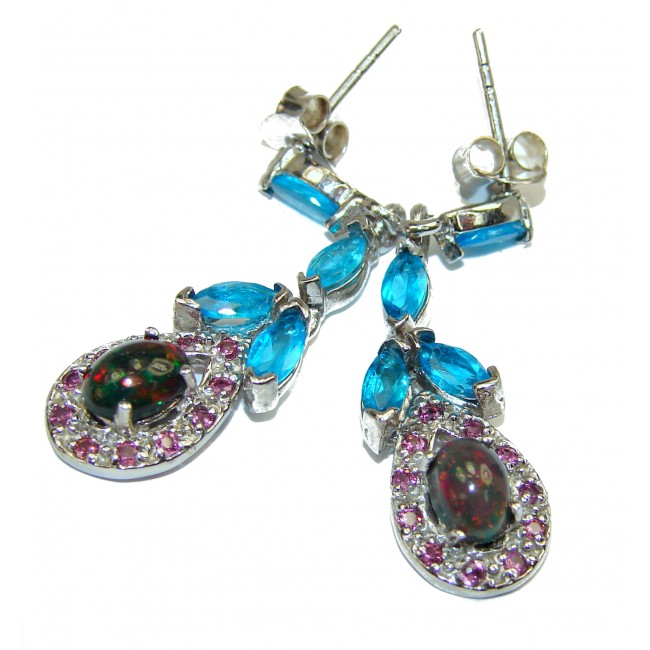 Authentic Black Opal .925 Sterling Silver handcrafted earrings
