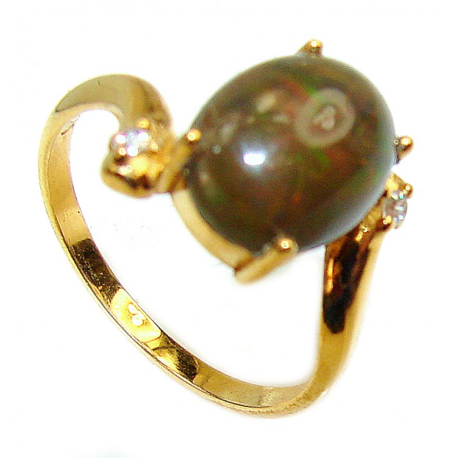 Vintage Design 4.2ctw Genuine Black Opal 14K Gold over .925 Sterling Silver handmade Ring size 8